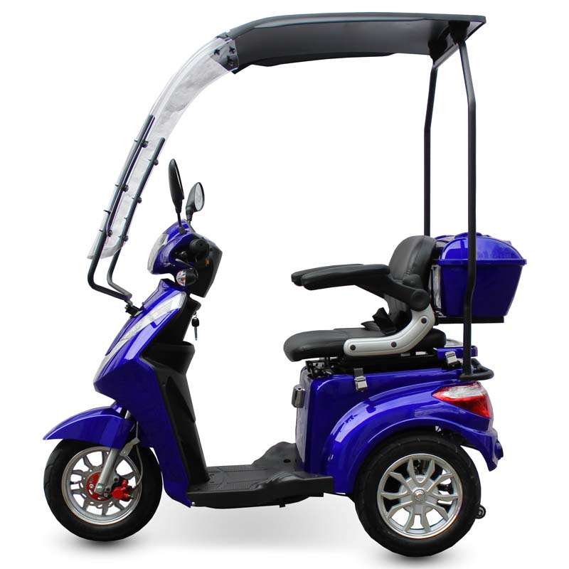 Seniorenmobil-mit Dach-Dreirad, Seniorenroller blau