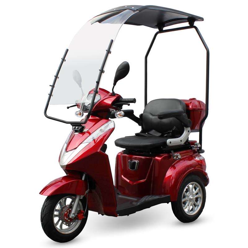 Seniorenmobil-mit Dach-Dreirad, Seniorenroller rot